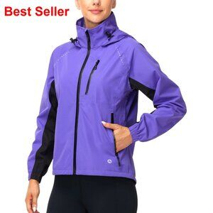 Lightweight Waterproof Cycling Rain Jacket UPF 50+ Reflective Packable Hooded